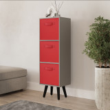 Grey 3-Tier 3-Drawer Cube Shelving Unit with Scandinavian Legs