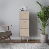 Grey 3-Tier 3-Drawer Cube Shelving Unit with Scandinavian Legs