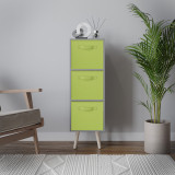 Grey 3-Tier 3-Drawer Cube Shelving Unit with Scandinavian Legs