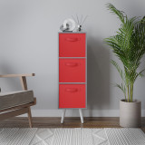 Grey 3-Tier 3-Drawer Cube Shelving Unit with Scandinavian Legs