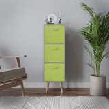 Grey 3-Tier 3-Drawer Cube Shelving Unit with Scandinavian Legs