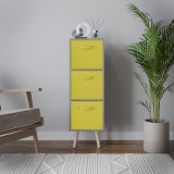Grey 3-Tier 3-Drawer Cube Shelving Unit with Scandinavian Legs