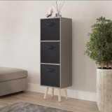 Grey 3-Tier 3-Drawer Cube Shelving Unit with Scandinavian Legs