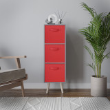 Grey 3-Tier 3-Drawer Cube Shelving Unit with Scandinavian Legs