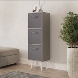 Grey 3-Tier 3-Drawer Cube Shelving Unit with Scandinavian Legs