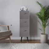 Grey 3-Tier 3-Drawer Cube Shelving Unit with Scandinavian Legs
