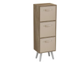 Oak 3-Tier 3-Drawer Cube Shelving Unit with Scandinavian Legs