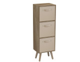 Oak 3-Tier 3-Drawer Cube Shelving Unit with Scandinavian Legs