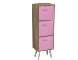 Oak 3-Tier 3-Drawer Cube Shelving Unit with Scandinavian Legs