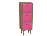 Oak 3-Tier 3-Drawer Cube Shelving Unit with Scandinavian Legs