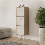Oak 3-Tier 3-Drawer Cube Shelving Unit with Scandinavian Legs