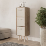 Oak 3-Tier 3-Drawer Cube Shelving Unit with Scandinavian Legs