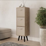 Oak 3-Tier 3-Drawer Cube Shelving Unit with Scandinavian Legs