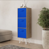 Oak 3-Tier 3-Drawer Cube Shelving Unit with Scandinavian Legs