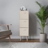 Oak 3-Tier 3-Drawer Cube Shelving Unit with Scandinavian Legs
