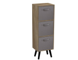 Oak 3-Tier 3-Drawer Cube Shelving Unit with Scandinavian Legs