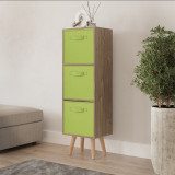Oak 3-Tier 3-Drawer Cube Shelving Unit with Scandinavian Legs