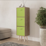 Oak 3-Tier 3-Drawer Cube Shelving Unit with Scandinavian Legs