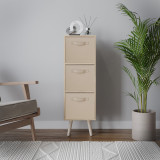 Oak 3-Tier 3-Drawer Cube Shelving Unit with Scandinavian Legs