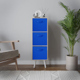 Oak 3-Tier 3-Drawer Cube Shelving Unit with Scandinavian Legs