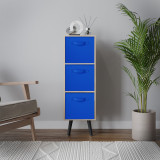 Oak 3-Tier 3-Drawer Cube Shelving Unit with Scandinavian Legs