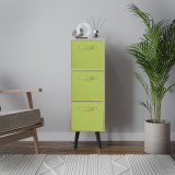 Oak 3-Tier 3-Drawer Cube Shelving Unit with Scandinavian Legs