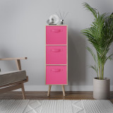 Oak 3-Tier 3-Drawer Cube Shelving Unit with Scandinavian Legs