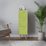 Oak 3-Tier 3-Drawer Cube Shelving Unit with Scandinavian Legs