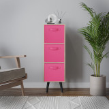 Oak 3-Tier 3-Drawer Cube Shelving Unit with Scandinavian Legs