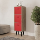 Oak 3-Tier 3-Drawer Cube Shelving Unit with Scandinavian Legs