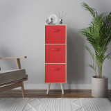Oak 3-Tier 3-Drawer Cube Shelving Unit with Scandinavian Legs