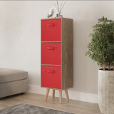 Oak 3-Tier 3-Drawer Cube Shelving Unit with Scandinavian Legs