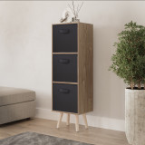 Oak 3-Tier 3-Drawer Cube Shelving Unit with Scandinavian Legs