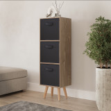 Oak 3-Tier 3-Drawer Cube Shelving Unit with Scandinavian Legs