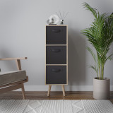Oak 3-Tier 3-Drawer Cube Shelving Unit with Scandinavian Legs
