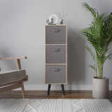 Oak 3-Tier 3-Drawer Cube Shelving Unit with Scandinavian Legs