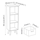 Oak 3-Tier 3-Drawer Cube Shelving Unit with Scandinavian Legs
