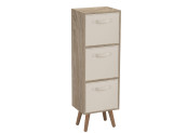 Antique Oak 3-Tier 3-Drawer Cube Shelving Unit with Scandinavian Legs