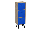 Antique Oak 3-Tier 3-Drawer Cube Shelving Unit with Scandinavian Legs