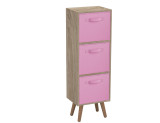 Antique Oak 3-Tier 3-Drawer Cube Shelving Unit with Scandinavian Legs