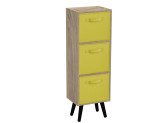 Antique Oak 3-Tier 3-Drawer Cube Shelving Unit with Scandinavian Legs
