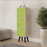 Antique Oak 3-Tier 3-Drawer Cube Shelving Unit with Scandinavian Legs