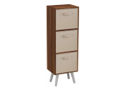 Teak 3-Tier 3-Drawer Cube Shelving Unit with Scandinavian Legs