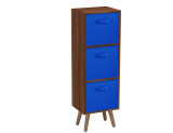 Teak 3-Tier 3-Drawer Cube Shelving Unit with Scandinavian Legs