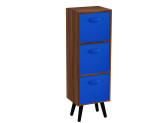 Teak 3-Tier 3-Drawer Cube Shelving Unit with Scandinavian Legs