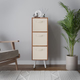 Teak 3-Tier 3-Drawer Cube Shelving Unit with Scandinavian Legs
