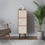 Teak 3-Tier 3-Drawer Cube Shelving Unit with Scandinavian Legs