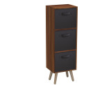 Teak 3-Tier 3-Drawer Cube Shelving Unit with Scandinavian Legs