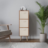 Teak 3-Tier 3-Drawer Cube Shelving Unit with Scandinavian Legs