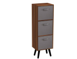 Teak 3-Tier 3-Drawer Cube Shelving Unit with Scandinavian Legs
